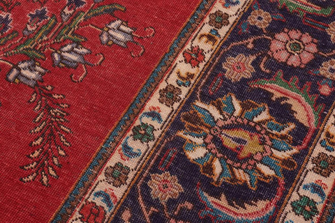 Traditional handmade Persian vintage distressed Red Purple Hand Knotted RECTANGLE 100% WOOL area rug 10X13