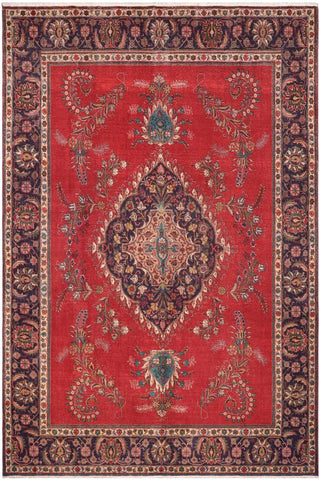 Traditional handmade Persian vintage distressed Red Purple Hand Knotted RECTANGLE 100% WOOL area rug 10X13