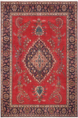 Traditional handmade Persian vintage distressed Red Purple Hand Knotted RECTANGLE 100% WOOL area rug 10X13