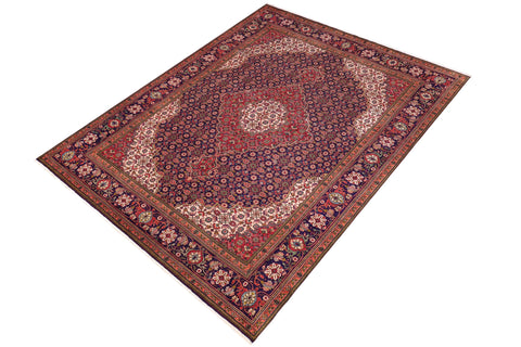 handmade Vintage Tabriz Mahi Blue Red Hand Knotted RECTANGLE 100% WOOL area rug 10' x 12'