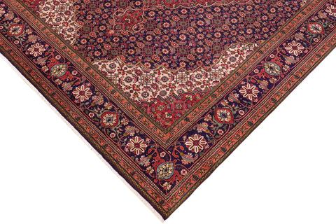 handmade Vintage Tabriz Mahi Blue Red Hand Knotted RECTANGLE 100% WOOL area rug 10' x 12'