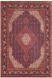 Distressed Antique Tabriz Mahi Black Blue/Red Wool Rug - 9'8'' x 12'5''