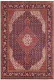 Distressed Antique Tabriz Mahi Black Blue/Red Wool Rug - 9'8'' x 12'5''
