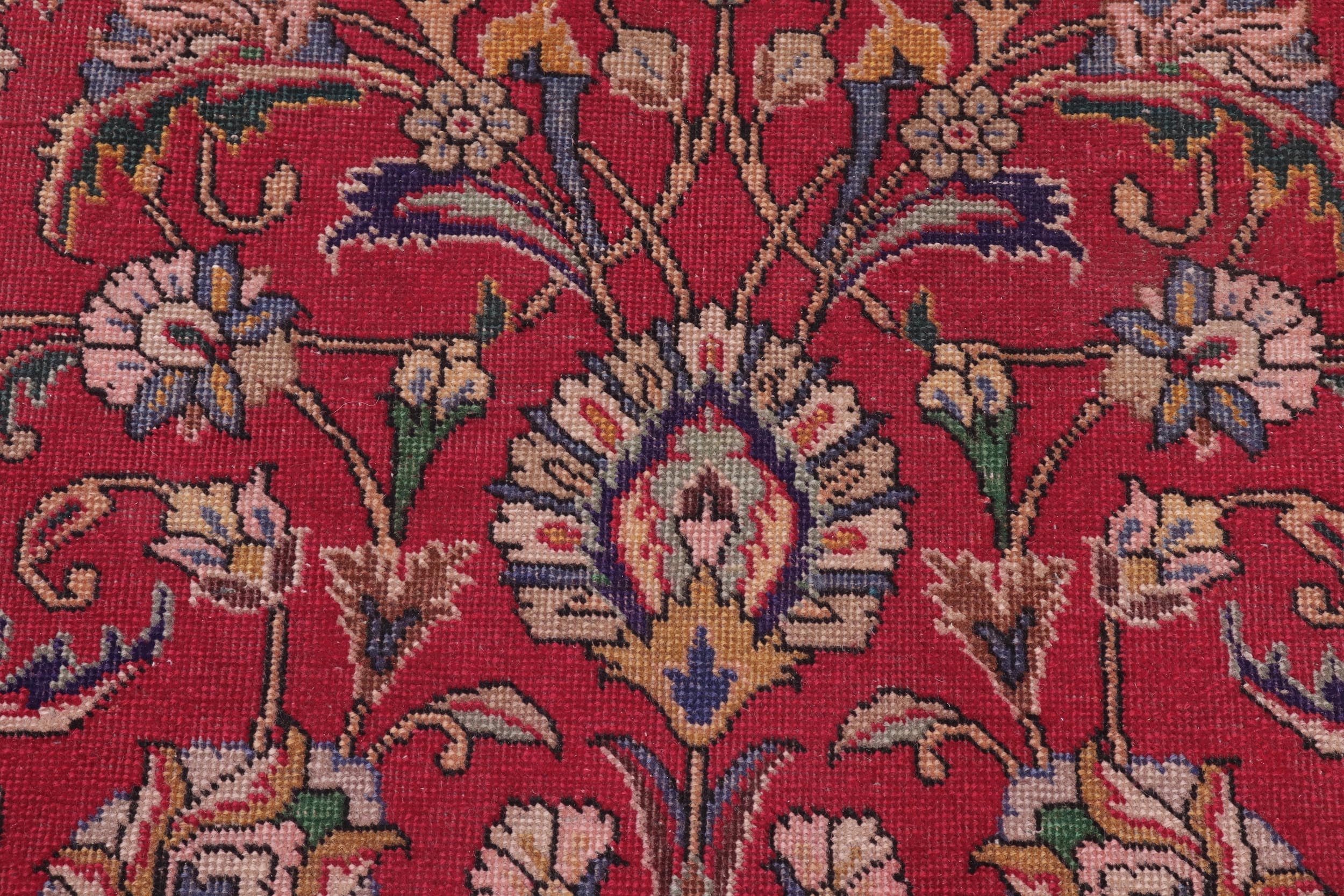 handmade Transitional Kashan Red Blue Hand Knotted RECTANGLE 100% WOOL area rug 9' x 13'