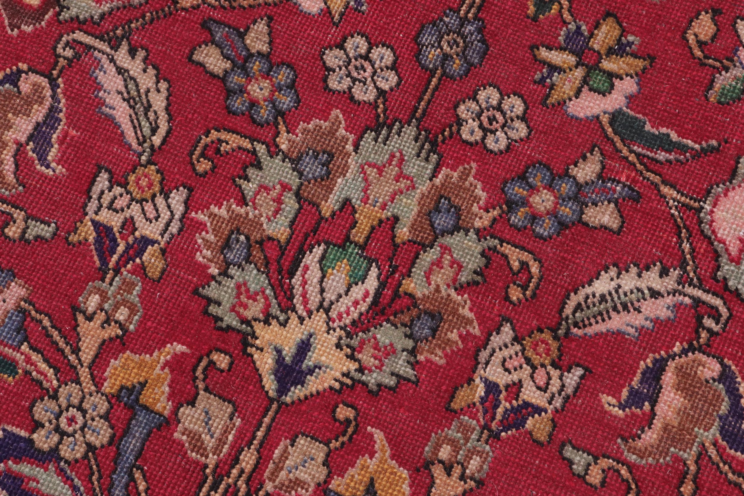 handmade Transitional Kashan Red Blue Hand Knotted RECTANGLE 100% WOOL area rug 9' x 13'