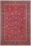 Vintage Antique Kashan Rowe Red/Blue Wool Rug - 8'7'' x 12'7''