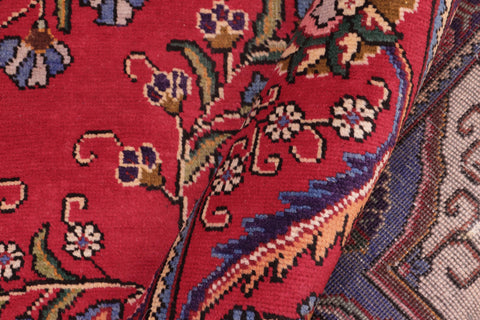 handmade Vintage Tabriz Red Purple Hand Knotted RECTANGLE 100% WOOL area rug 9' x 13'