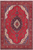 Distressed Antique Tabriz Nelson Red/Purple Wool Rug - 8'6'' x 12'10''