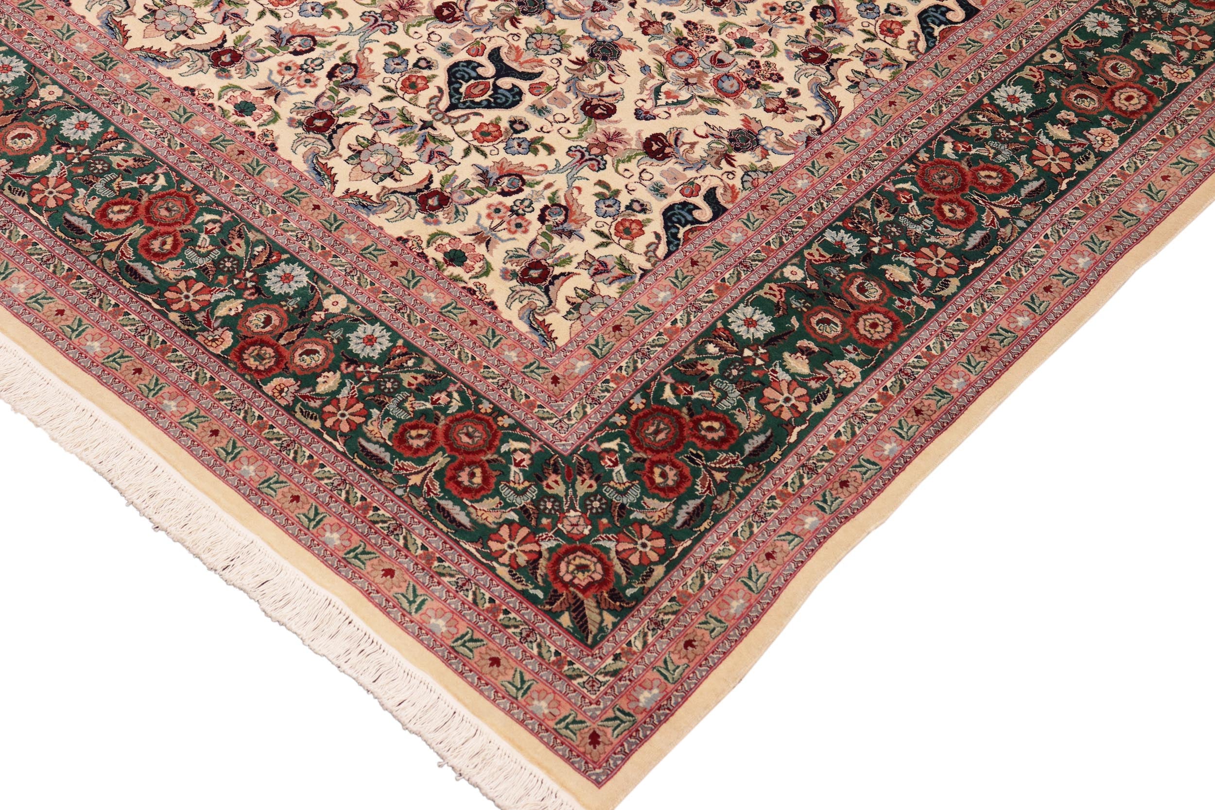 handmade Transitional Kazveen Ivory Green Hand Knotted RECTANGLE 100% WOOL area rug 10x14