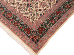 handmade Traditional Kazveen Ivory Green Hand Knotted RECTANGLE 100% WOOL area rug 10x14