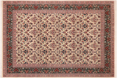 handmade Transitional Kazveen Ivory Green Hand Knotted RECTANGLE 100% WOOL area rug 10x14