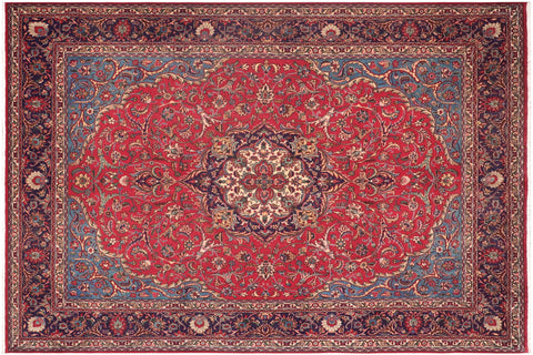 handmade Traditional Kashan Red Purple Hand Knotted RECTANGLE 100% WOOL area rug 10 x 13