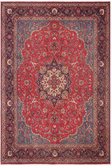 handmade Traditional Kashan Red Purple Hand Knotted RECTANGLE 100% Wool Pile area rug 10x13
