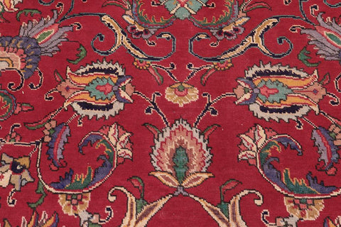 Traditional handmade Persian vintage distressed Red Beige Hand Knotted RECTANGLE 100% WOOL area rug 10X13