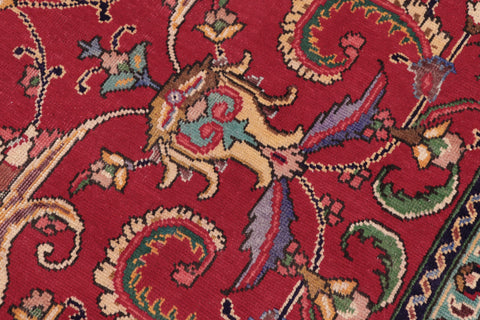 handmade Vintage Tabriz Red Beige Hand Knotted RECTANGLE 100% WOOL area rug 10' x 13'