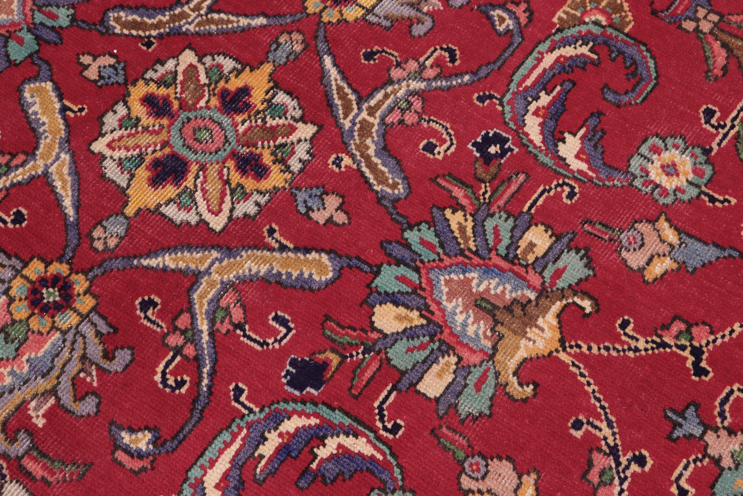 handmade Vintage Tabriz Red Beige Hand Knotted RECTANGLE 100% WOOL area rug 10' x 13'