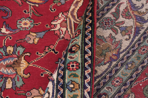 handmade Vintage Tabriz Red Beige Hand Knotted RECTANGLE 100% WOOL area rug 10' x 13'