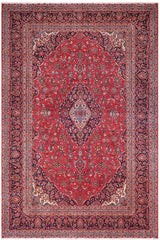 Traditional handmade Persian vintage distressed Red Blue Hand Knotted RECTANGLE 100% WOOL area rug 9X13