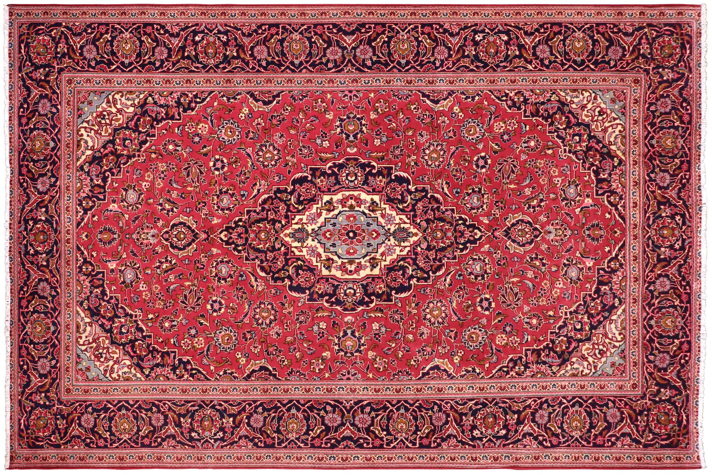 handmade Traditional Kashan Red Blue Hand Knotted RECTANGLE 100% WOOL area rug 8 x 11