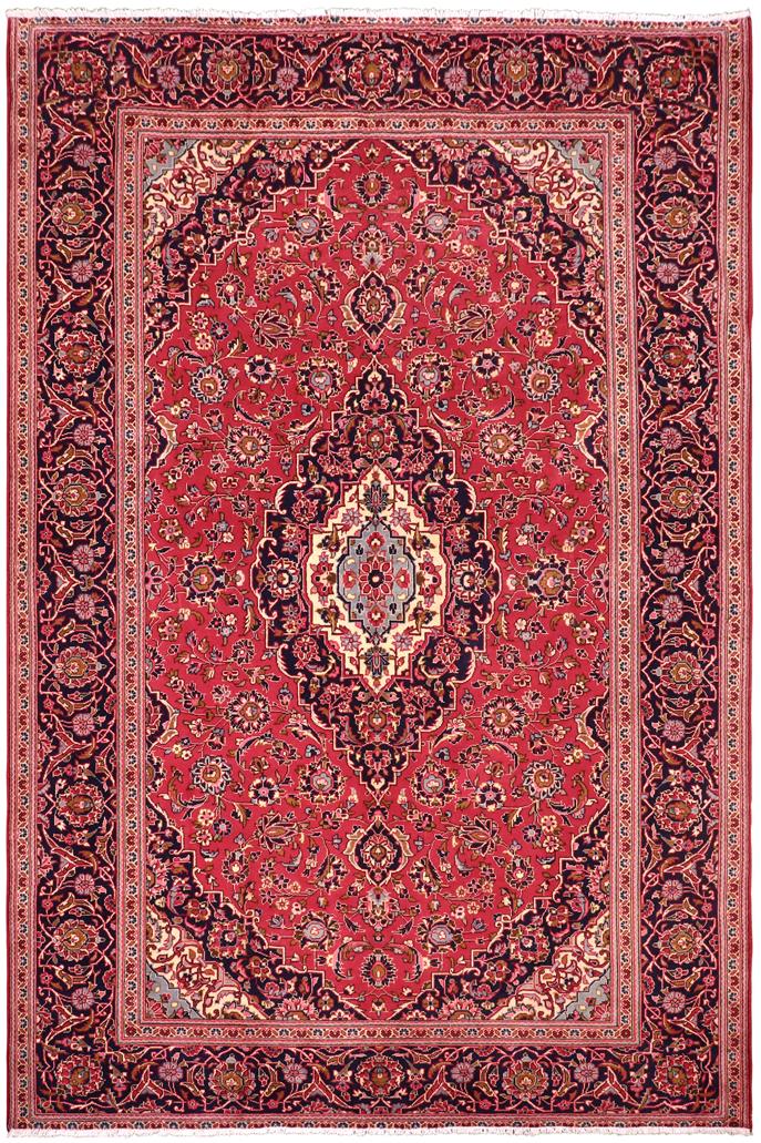 handmade Traditional Kashan Red Blue Hand Knotted RECTANGLE 100% Wool Pile area rug 8x11