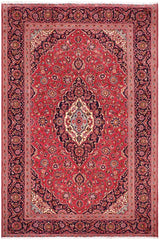 handmade Traditional Kashan Red Blue Hand Knotted RECTANGLE 100% Wool Pile area rug 8x11