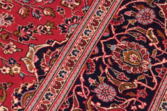 handmade Traditional Kashan Red Blue Hand Knotted RECTANGLE 100% Wool Pile area rug 8x11