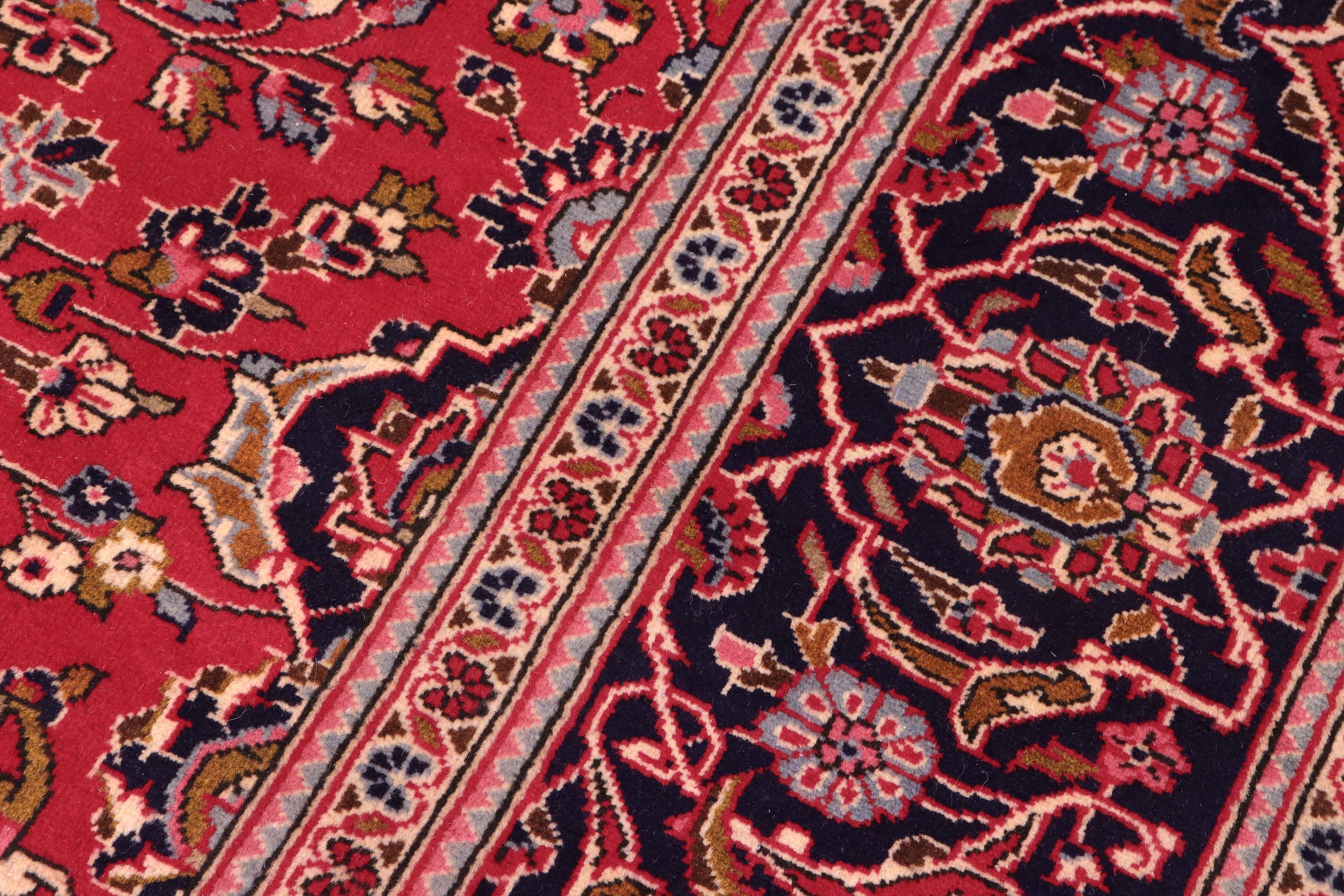 handmade Traditional Kashan Red Blue Hand Knotted RECTANGLE 100% WOOL area rug 8 x 11