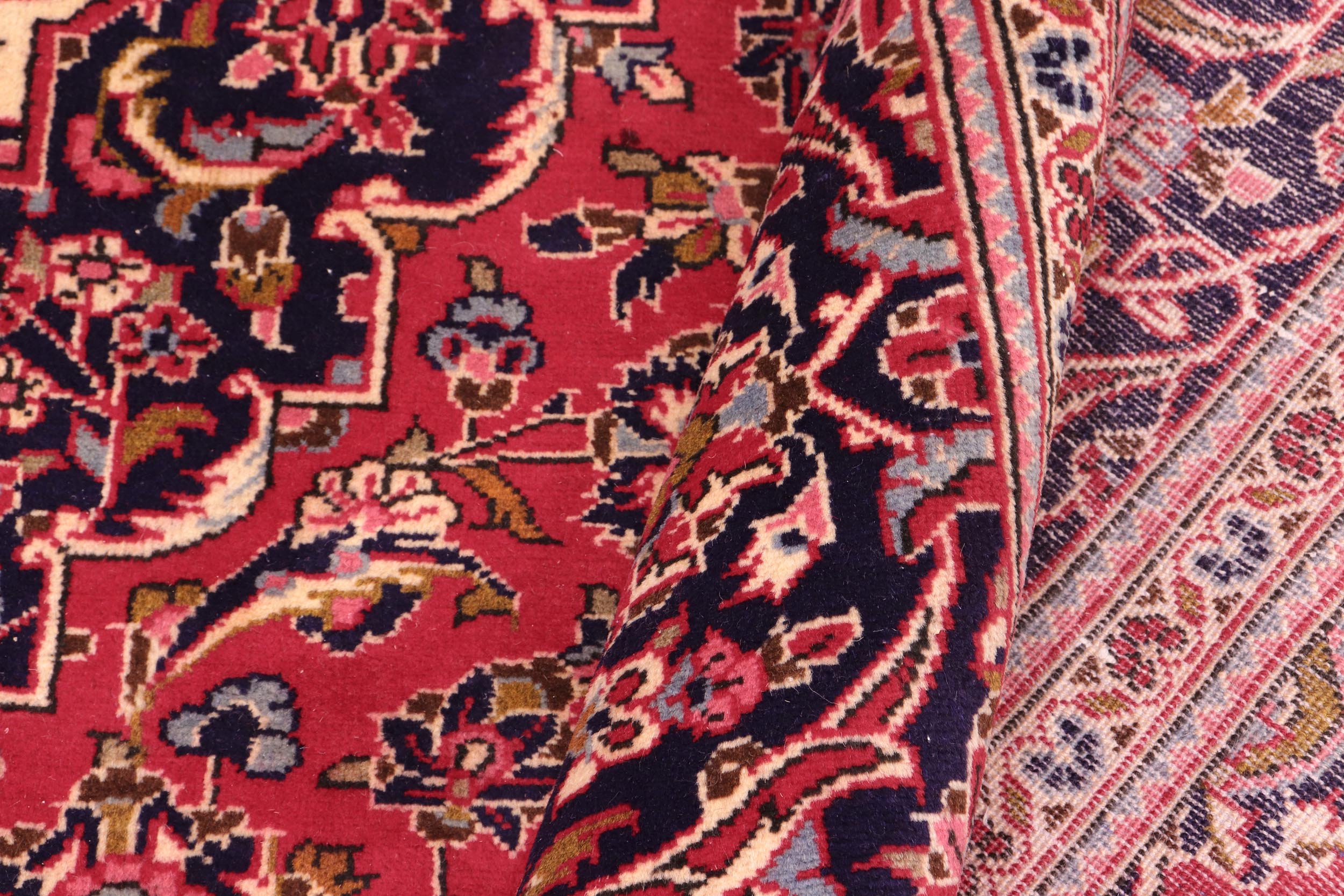 handmade Traditional Kashan Red Blue Hand Knotted RECTANGLE 100% WOOL area rug 8 x 11
