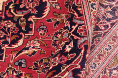 handmade Traditional Kashan Red Blue Hand Knotted RECTANGLE 100% Wool Pile area rug 8x11