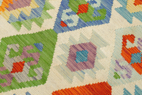 handmade Geometric Kilim Beige Orange Hand-Woven RECTANGLE 100% WOOL area rug 8 x 10