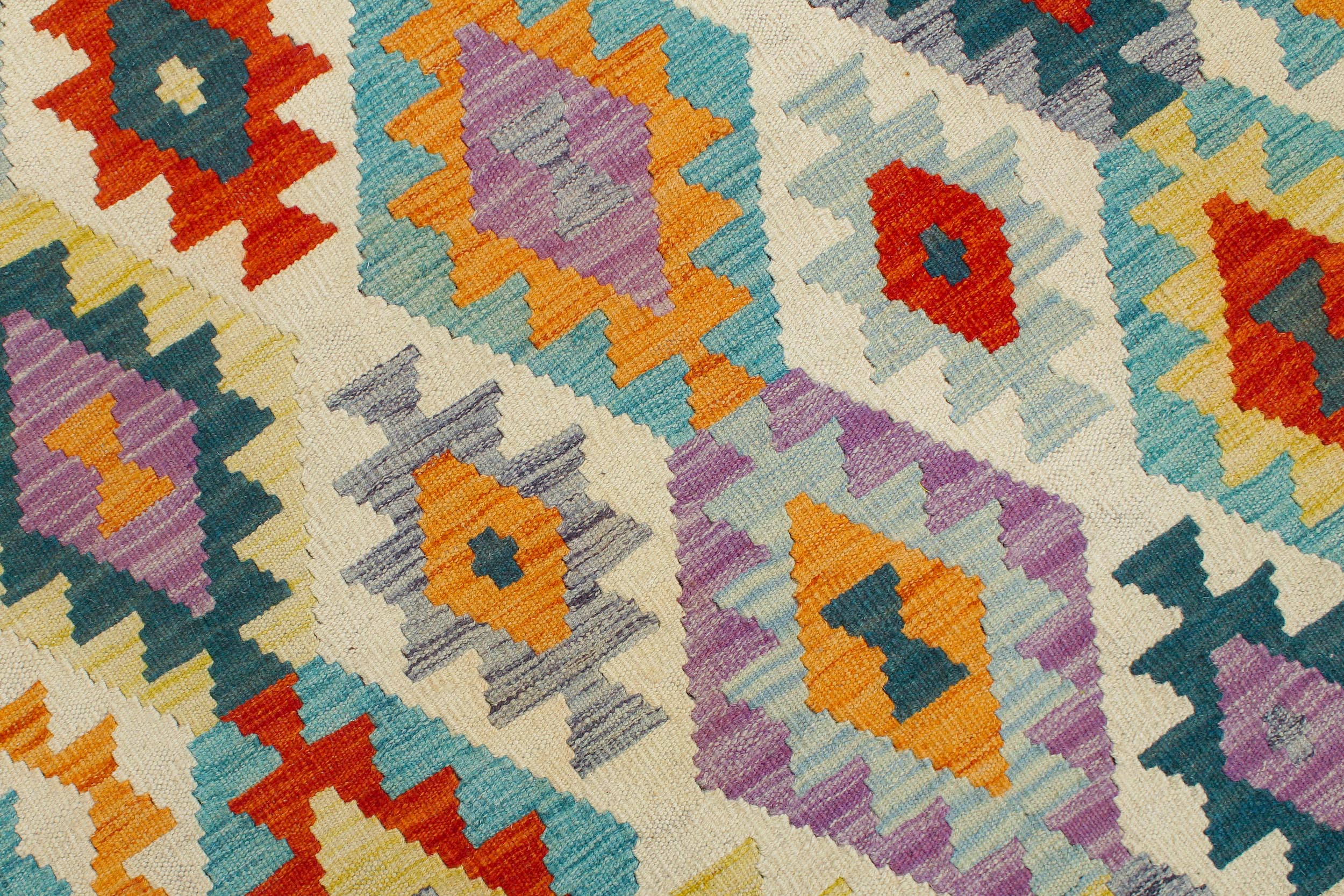 handmade Geometric Kilim Beige Rust Hand-Woven RECTANGLE 100% WOOL area rug 8 x 10