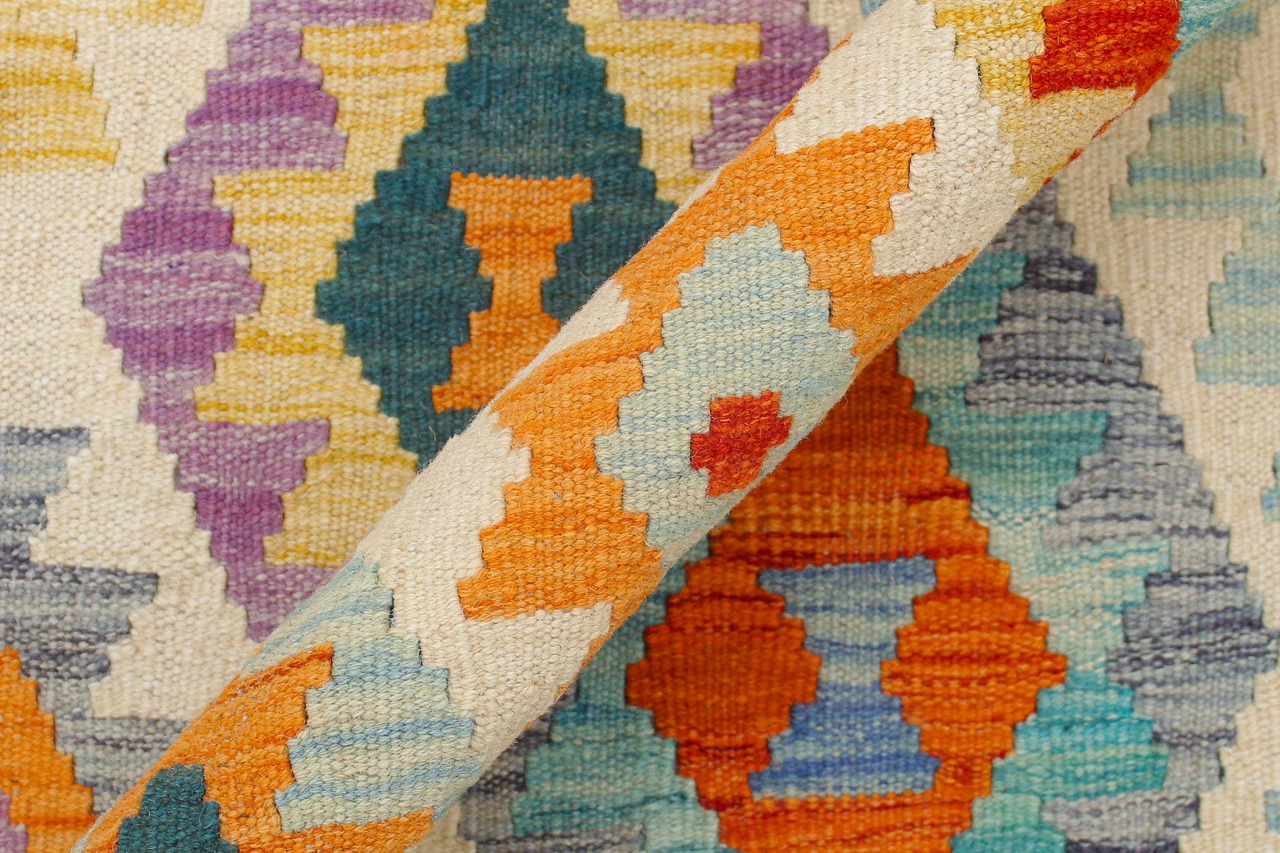 handmade Geometric Kilim Beige Rust Hand-Woven RECTANGLE 100% WOOL area rug 8 x 10