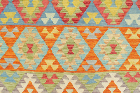 handmade Geometric Kilim Blue Rust Hand-Woven RECTANGLE 100% WOOL area rug 8 x 10