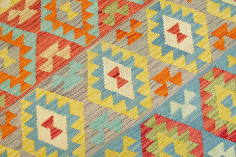 handmade Geometric Kilim Blue Rust Hand-Woven RECTANGLE 100% WOOL area rug 8 x 10