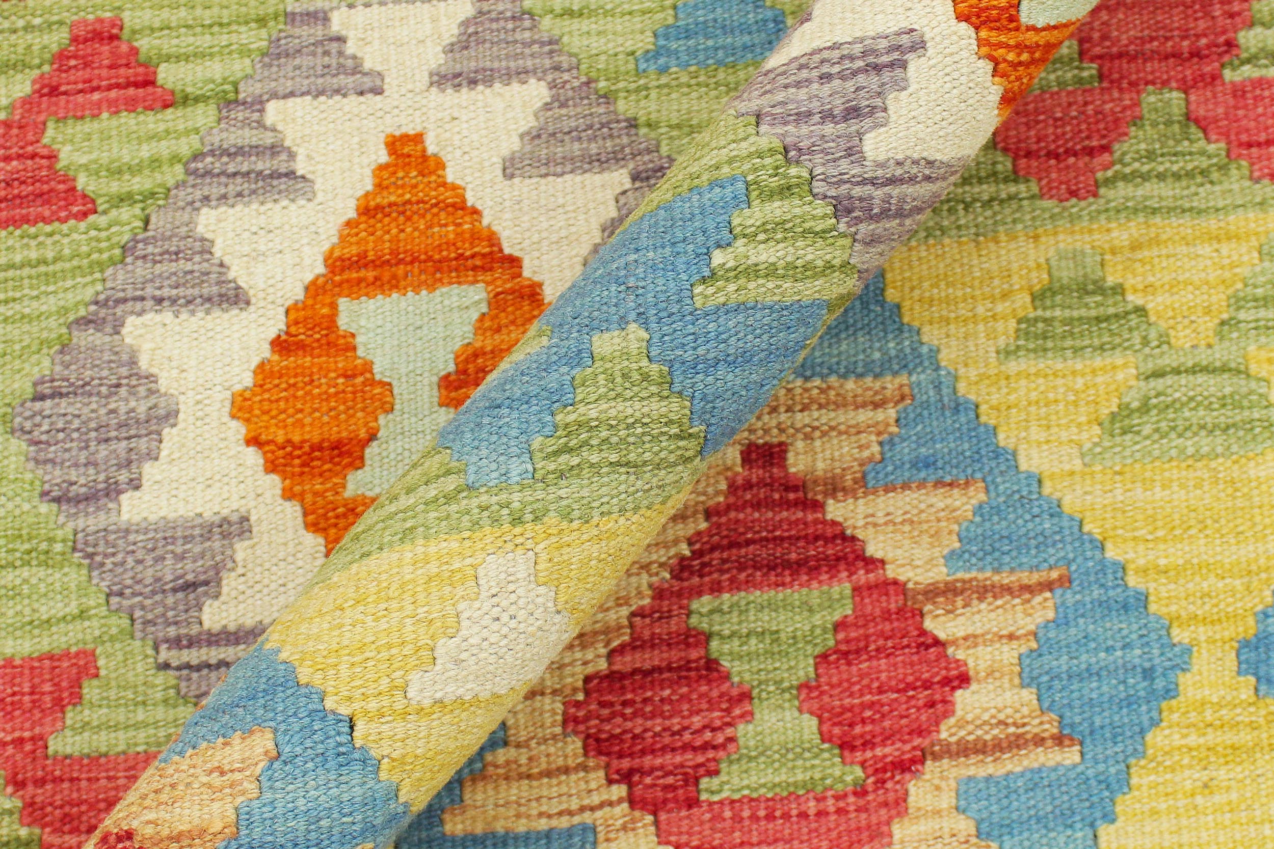 handmade Geometric Kilim Blue Rust Hand-Woven RECTANGLE 100% WOOL area rug 8 x 10