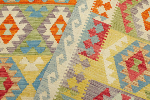 handmade Geometric Kilim Blue Rust Hand-Woven RECTANGLE 100% WOOL area rug 8 x 10