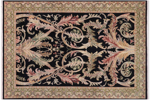 handmade Traditional Bhati Black Green Hand Knotted RECTANGLE 100% WOOL area rug 10x14