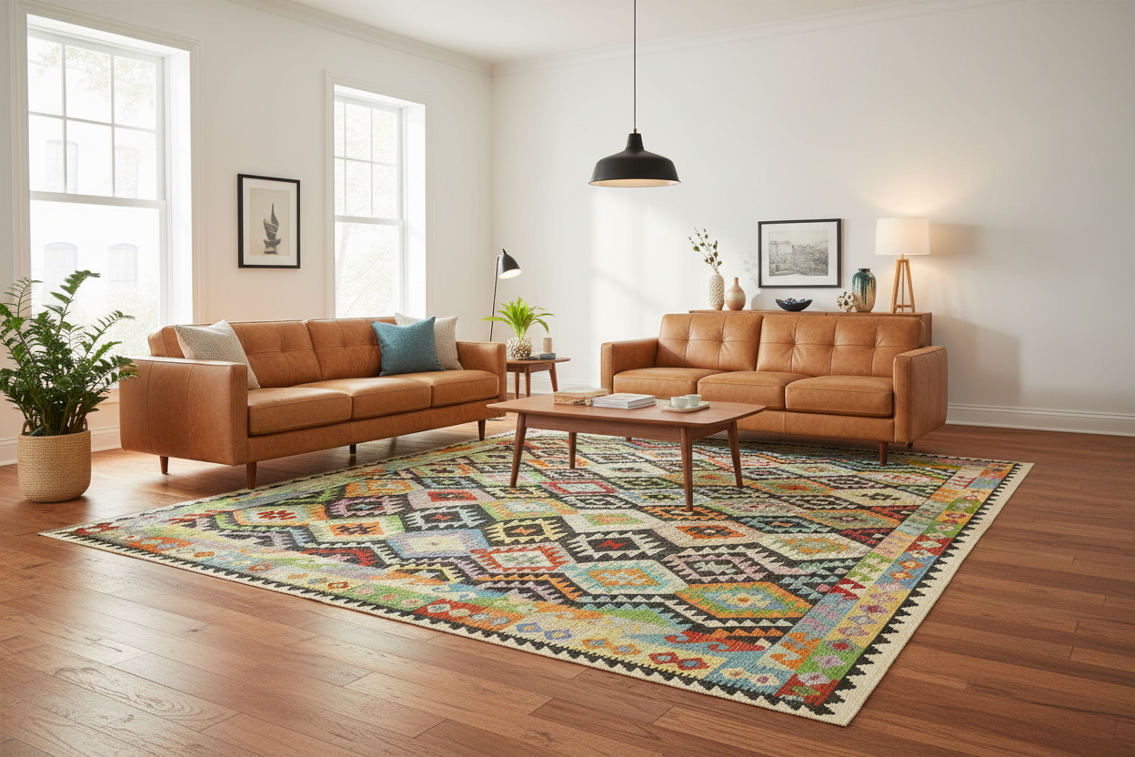 handmade Geometric Kilim Black Rust Hand-Woven RECTANGLE 100% WOOL area rug 8 x 11