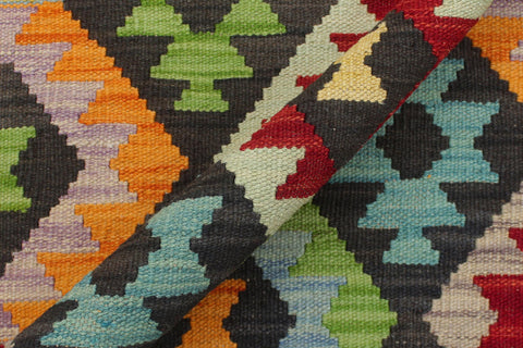 handmade Geometric Kilim Charcoal Rust Hand-Woven RECTANGLE 100% WOOL area rug 7 x 10