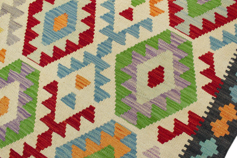 handmade Geometric Kilim Beige Charcoal Hand-Woven RECTANGLE 100% WOOL area rug 7 x 10