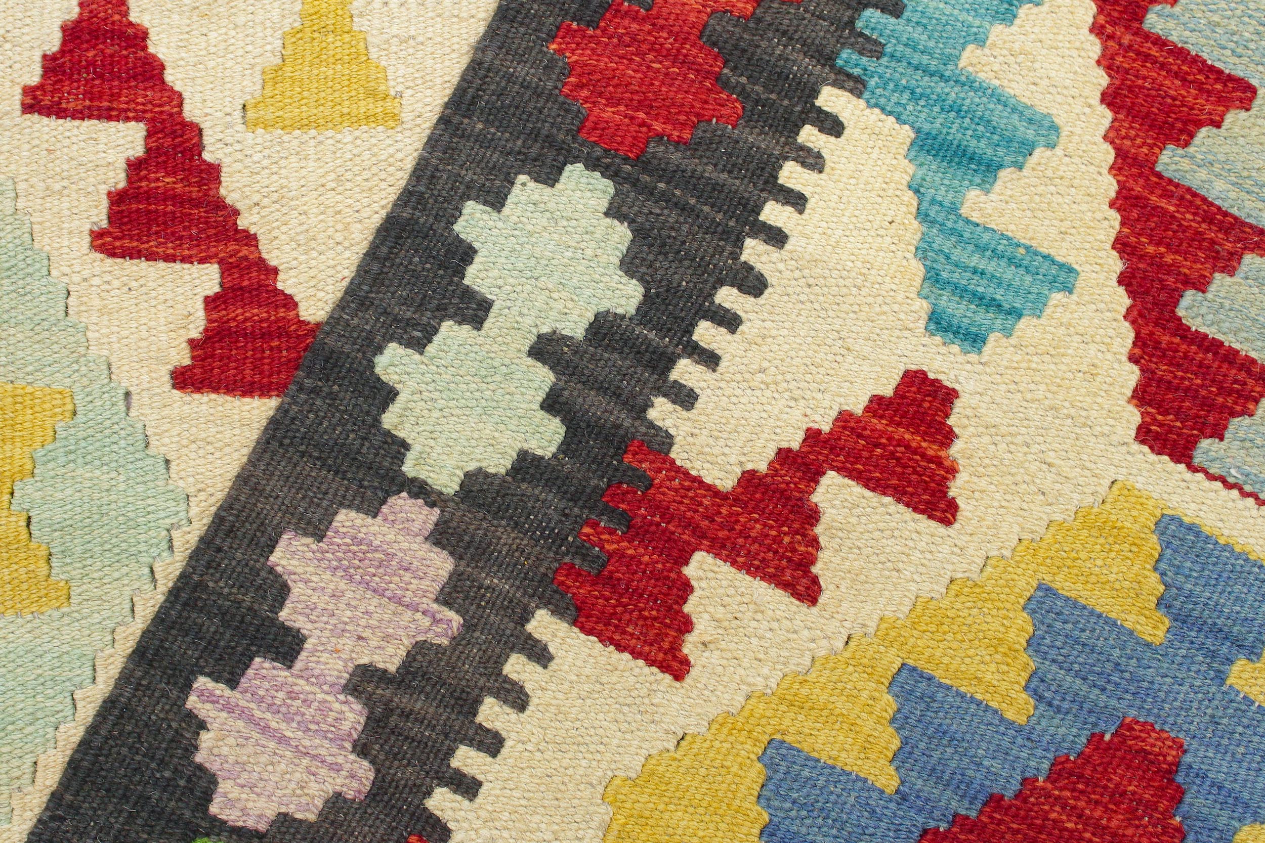 handmade Geometric Kilim Beige Charcoal Hand-Woven RECTANGLE 100% WOOL area rug 7 x 10