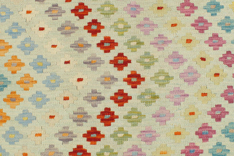 handmade Modern Kilim Blue Beige Hand-Woven RECTANGLE 100% WOOL area rug 9x11