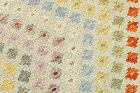 handmade Modern Kilim Blue Beige Hand-Woven RECTANGLE 100% WOOL area rug 9x11