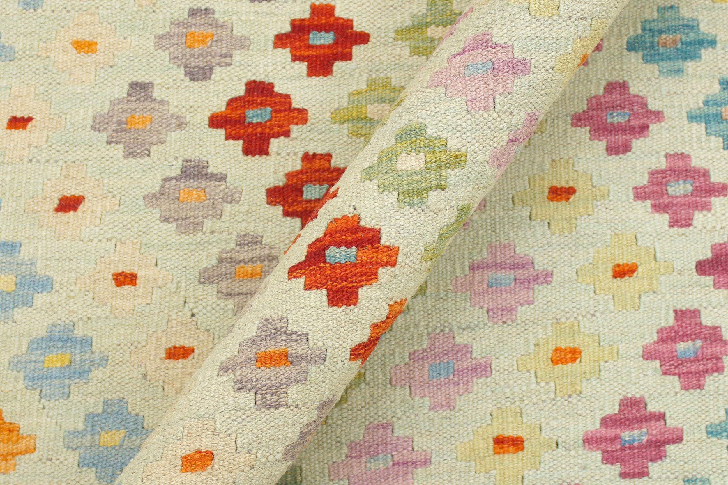 handmade Modern Kilim Blue Beige Hand-Woven RECTANGLE 100% WOOL area rug 9x11