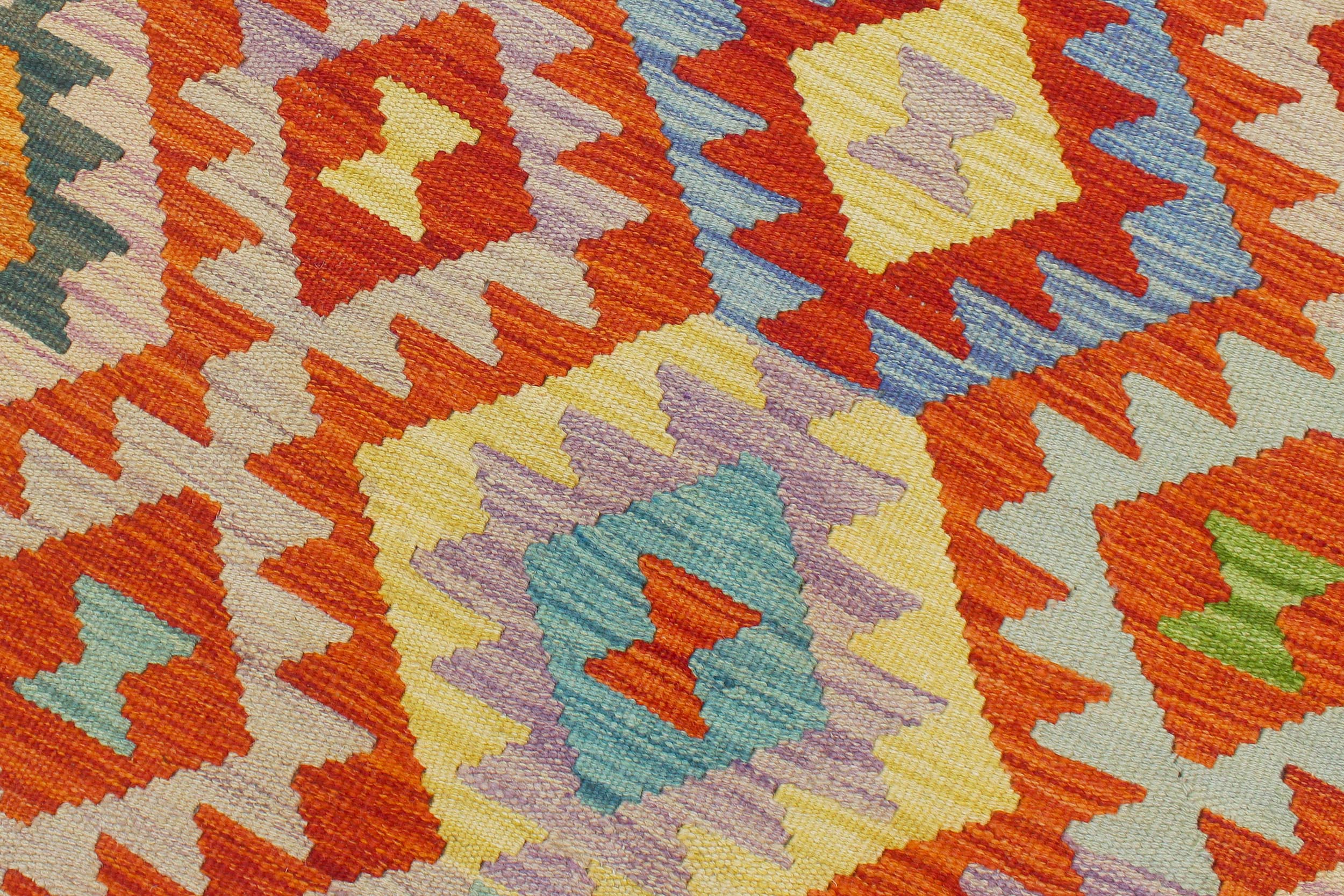 handmade Geometric Kilim Rust Beige Hand-Woven RECTANGLE 100% WOOL area rug 5 x 7