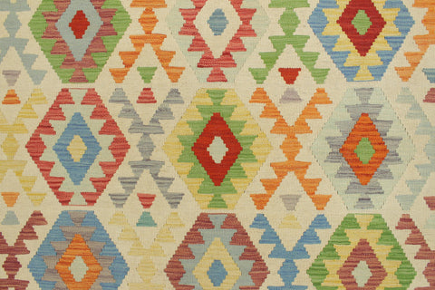 handmade Geometric Kilim Beige Red Hand-Woven RECTANGLE 100% WOOL area rug 7 x 10
