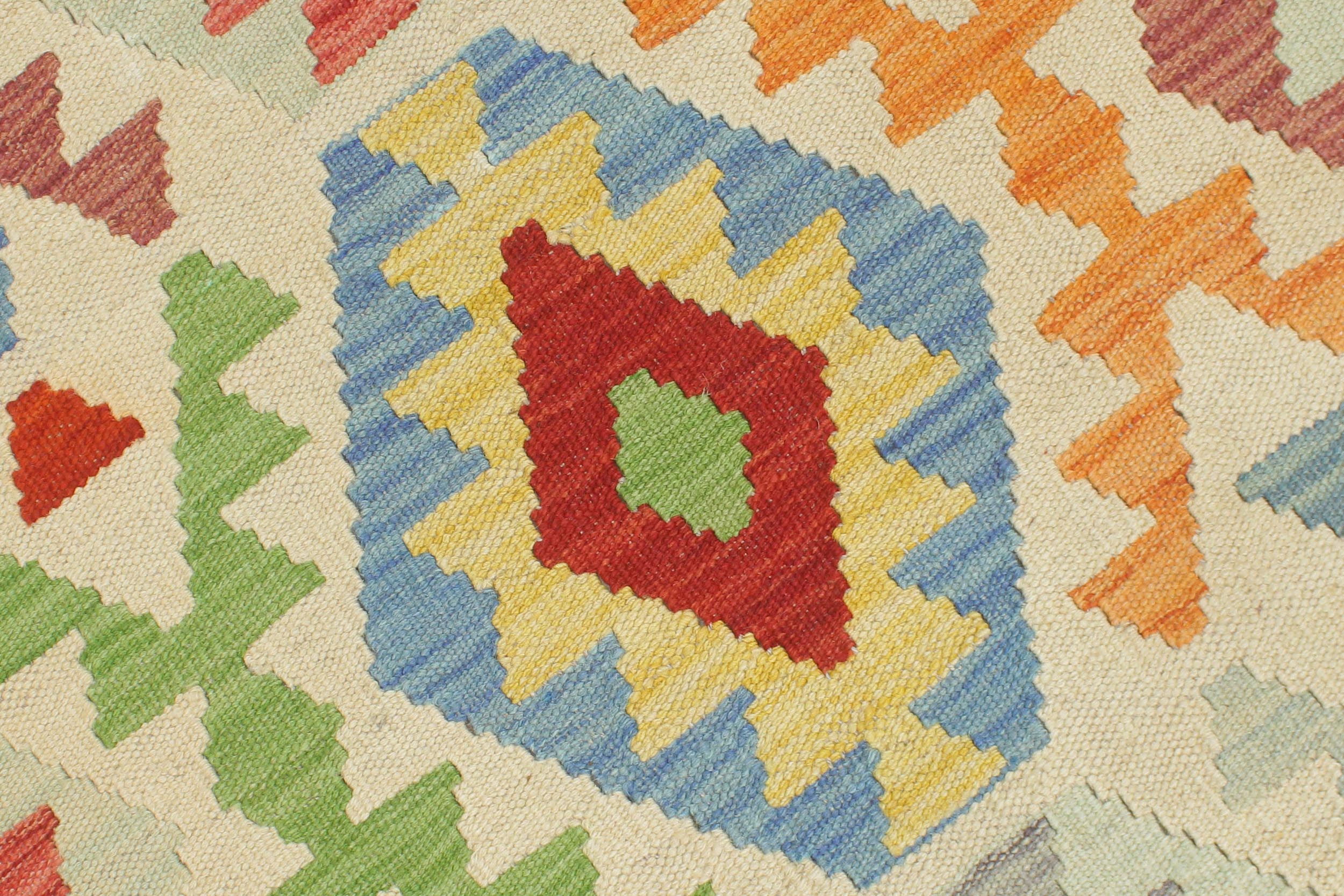 handmade Geometric Kilim Beige Red Hand-Woven RECTANGLE 100% WOOL area rug 7 x 10