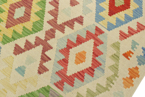 handmade Geometric Kilim Beige Red Hand-Woven RECTANGLE 100% WOOL area rug 7 x 10