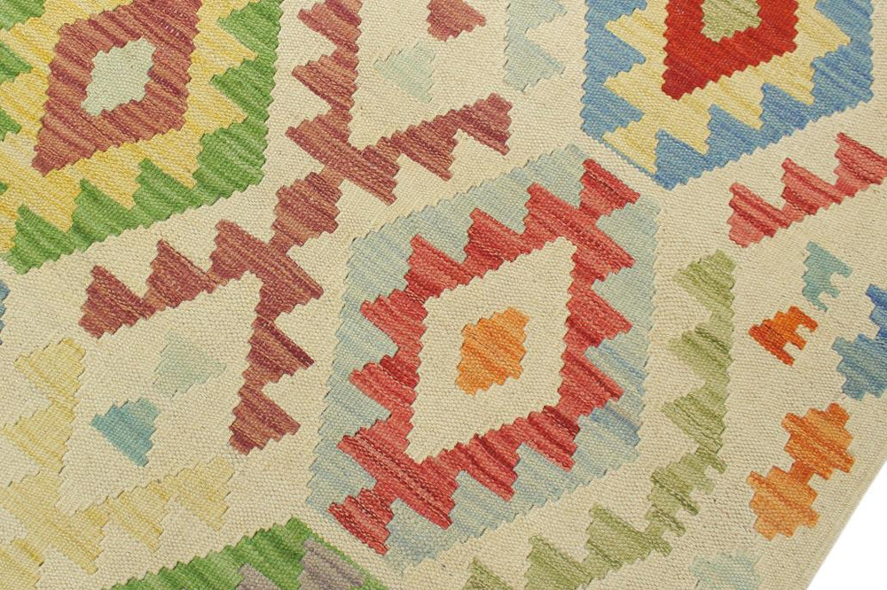 Flat Weave Kilim Antique Navaho Vintage handmade Geometric Kilim Beige Red Hand-Woven Rectangle 100% Wool Area Rug 7x10 