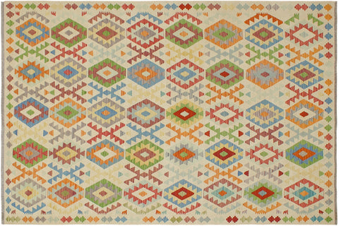 handmade Geometric Kilim Beige Red Hand-Woven RECTANGLE 100% WOOL area rug 7 x 10
